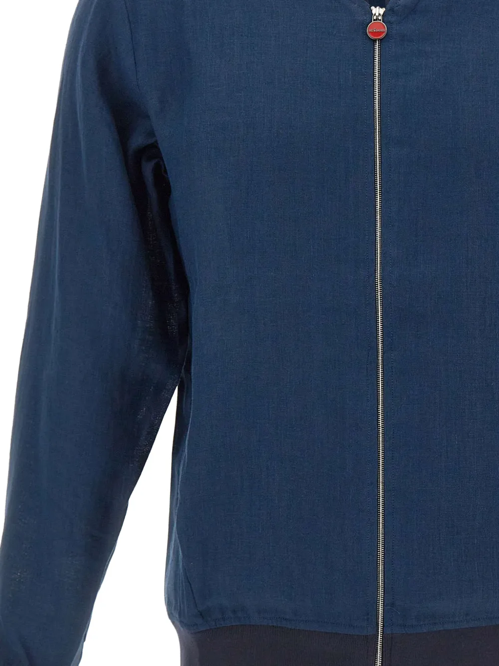 Kiton Zip-up Linen Jacket In Blue