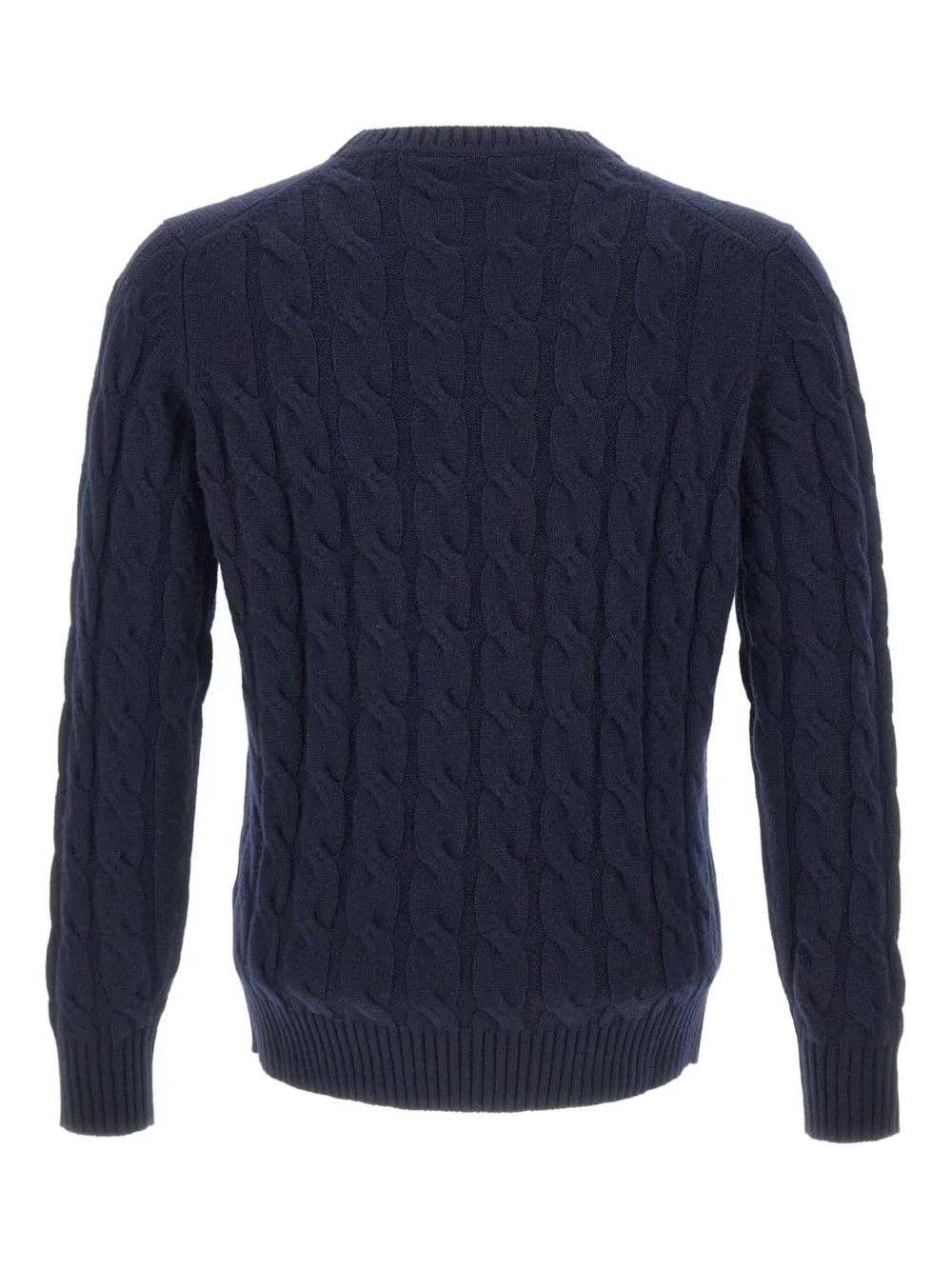 Kangra Kabelgebreide trui met ronde hals Blauw