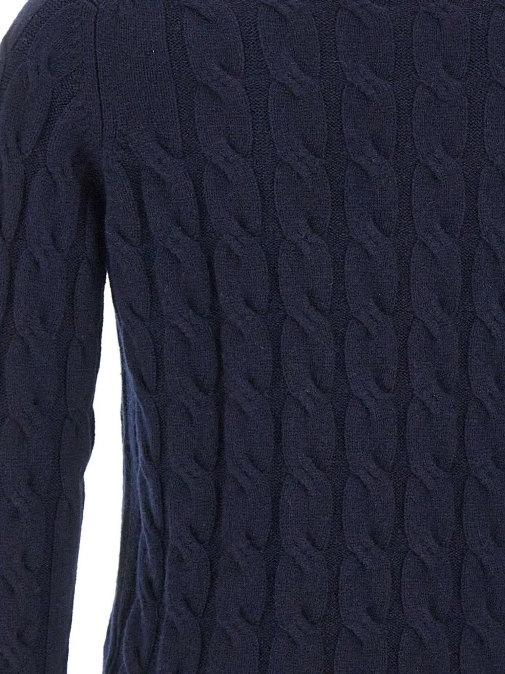 Kangra Kabelgebreide trui met ronde hals Blauw