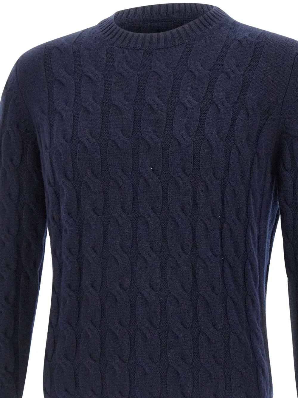 Kangra Kabelgebreide trui met ronde hals Blauw