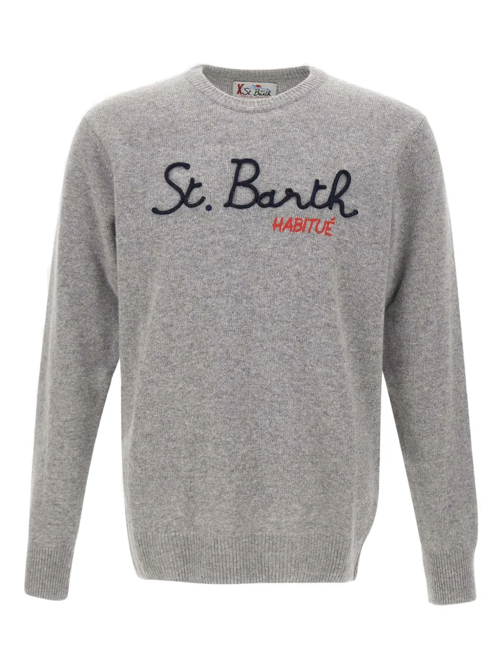Mc2 Saint Barth Heron Embroidered Crew-neck Sweater In Gray