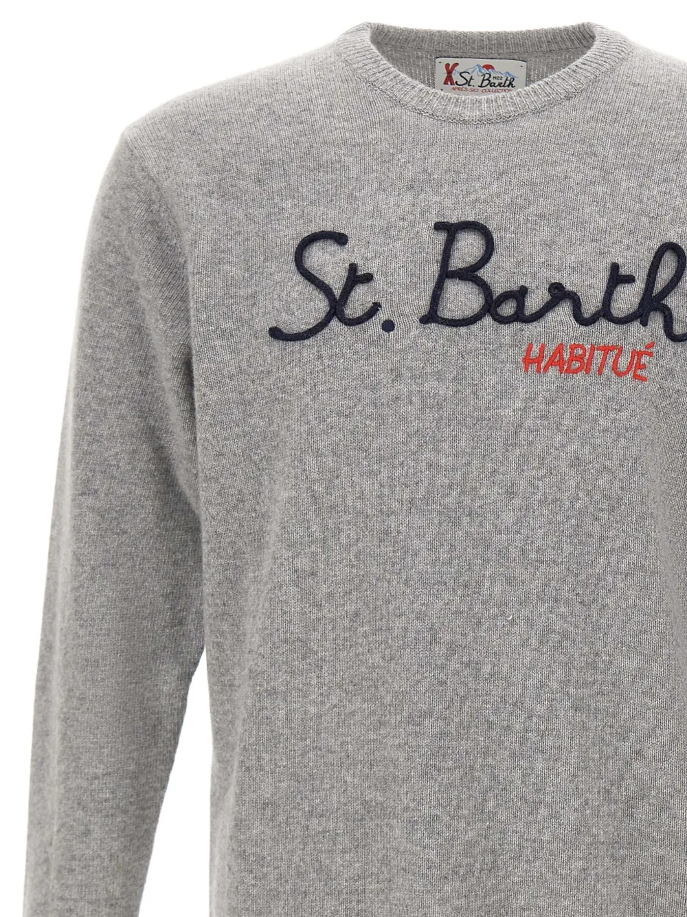 Mc2 Saint Barth Heron Embroidered Crew-neck Sweater In Gray