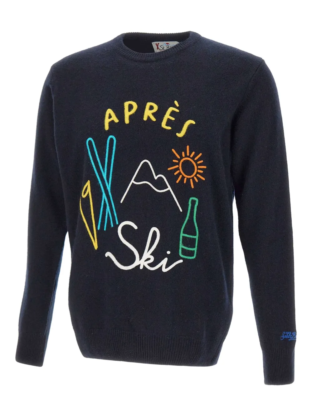 Mc2 Saint Barth Heron Logo-embroidery Sweater In Blue