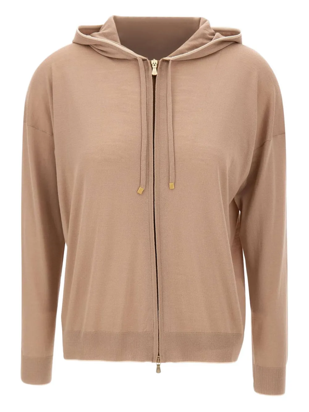 Eleventy Striped-trim Hooded Zip Cardigan In Neutral