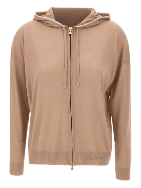 Eleventy striped-trim hooded zip cardigan