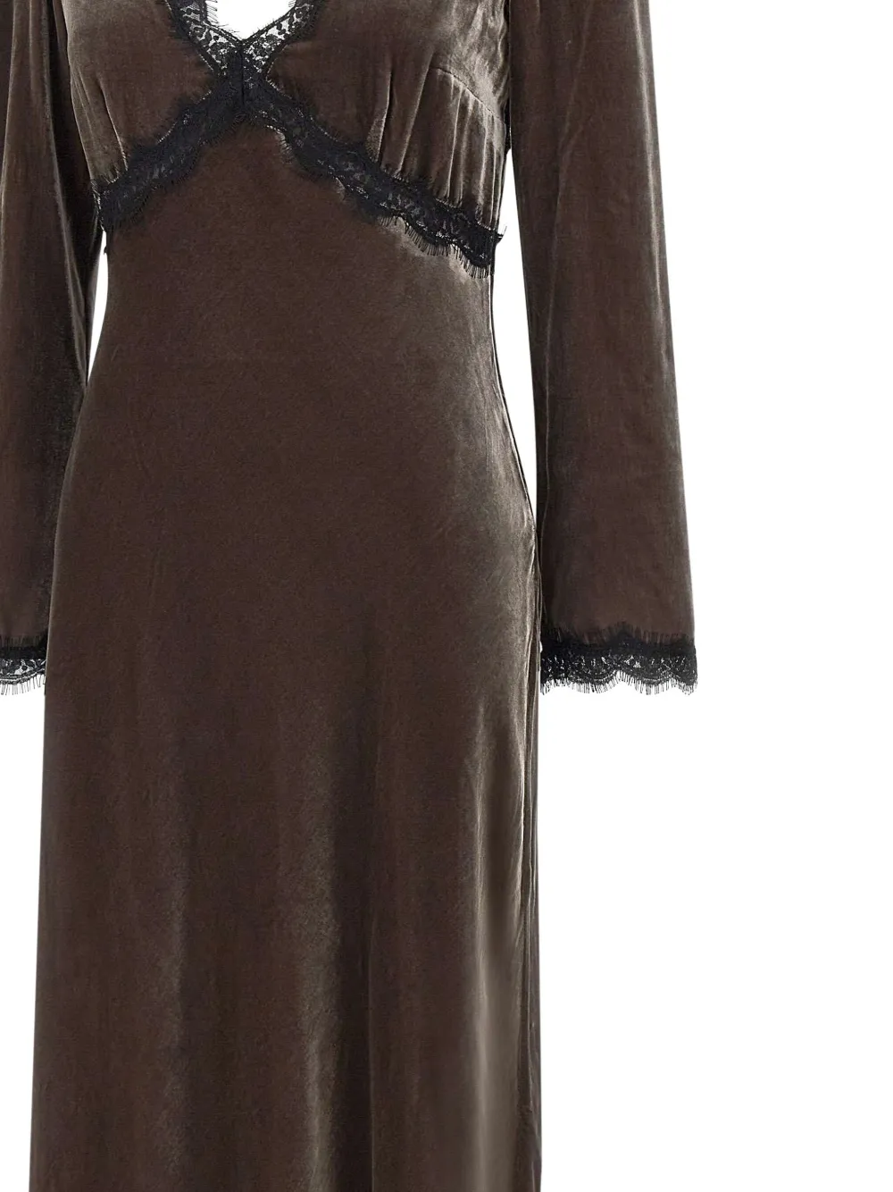 Rixo Alesha jurk met kanten afwerking Bruin