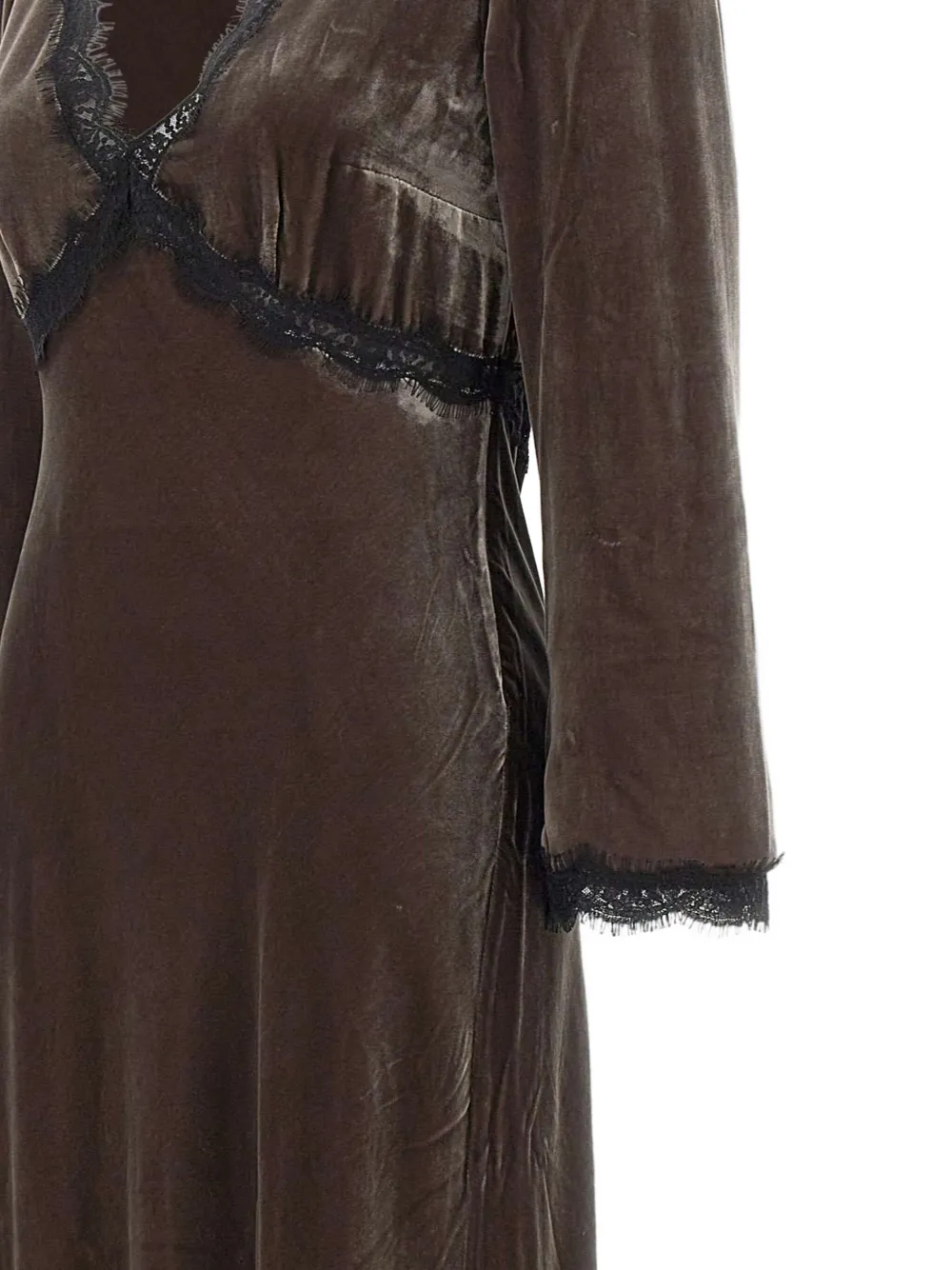 Rixo Alesha jurk met kanten afwerking Bruin