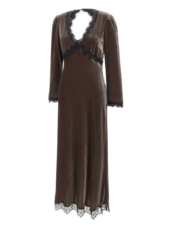 Rixo Alesha lace-trim Dress | Brown | FARFETCH
