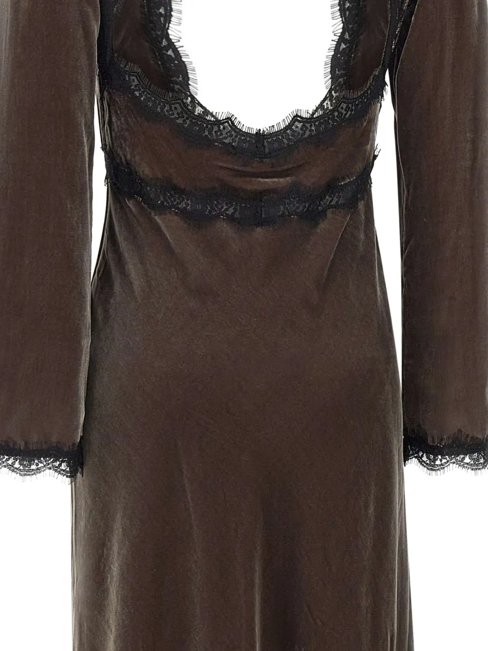 Rixo Alesha jurk met kanten afwerking Bruin