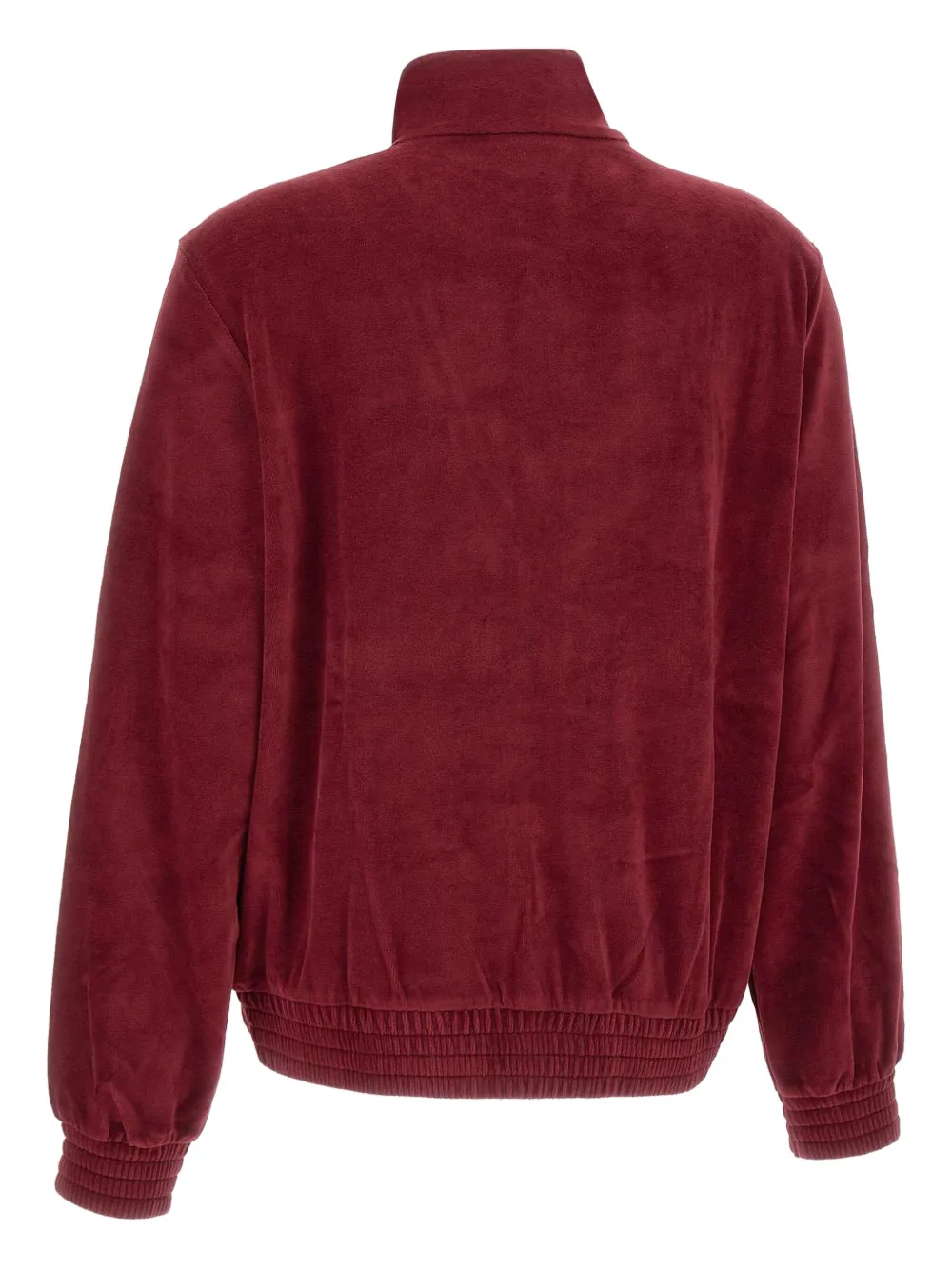 Mc2 Saint Barth Miriam Chenille Logo-embroidered Zip-up Sweater In Red