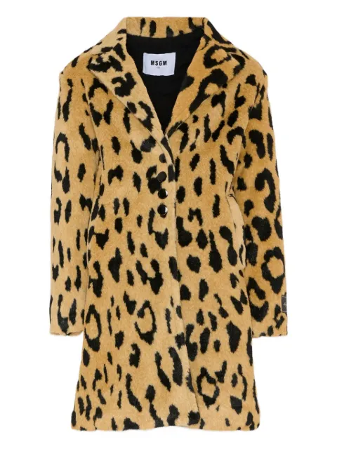 MSGM Kids leopard-print faux-fur coat