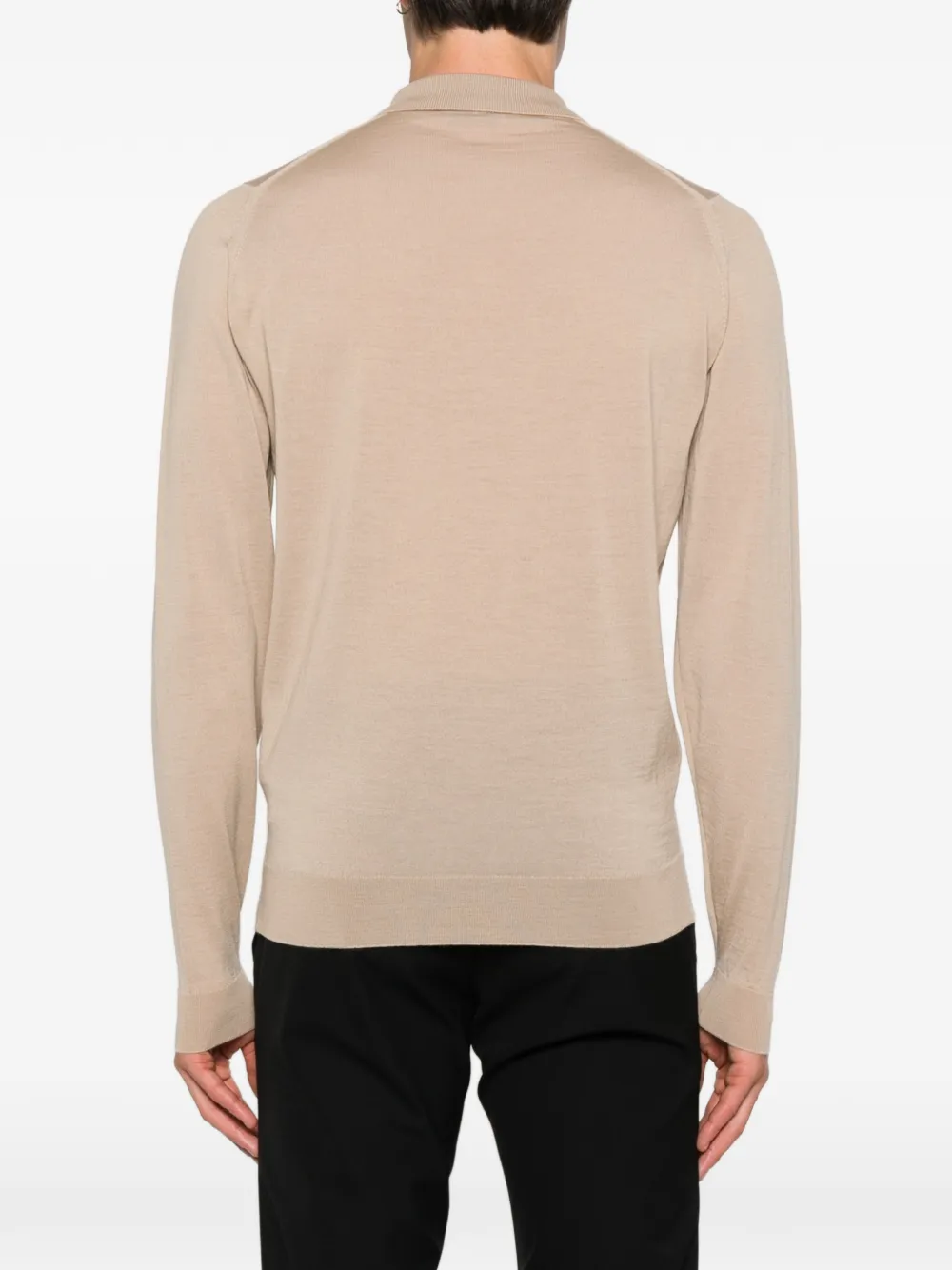 John Smedley Belper poloshirt met lange mouwen Beige