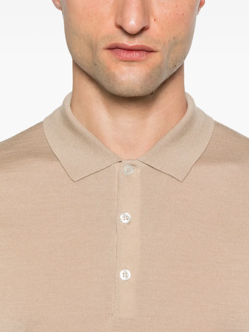 John Smedley Belper poloshirt met lange mouwen Beige