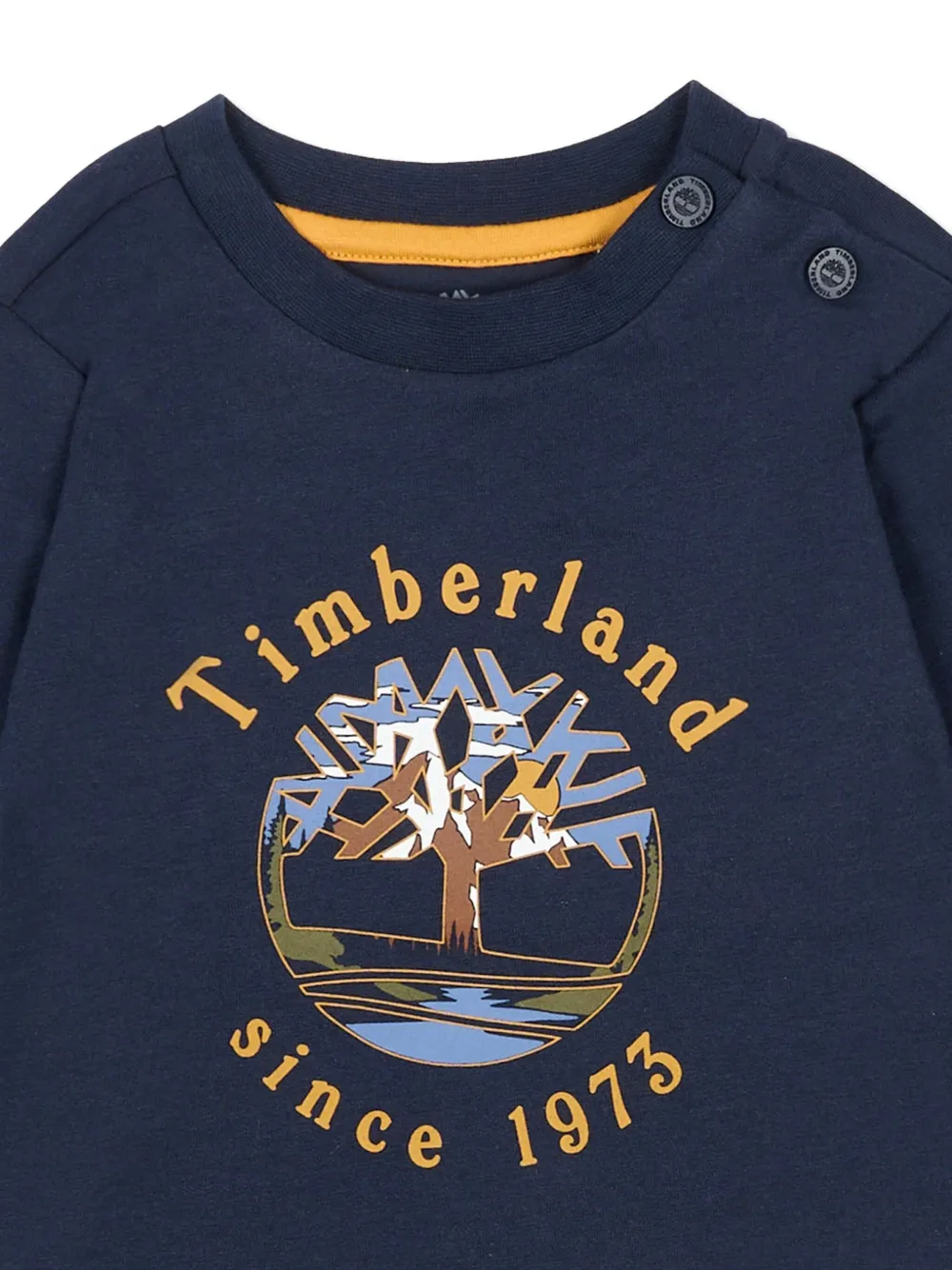 Timberland Graphic-print Long-sleeve T-shirt In Blue
