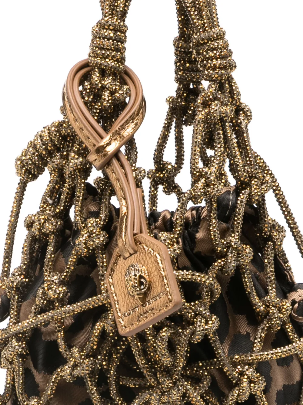 Kurt Geiger Mini Fringed Leopard Print Backpack In Brown