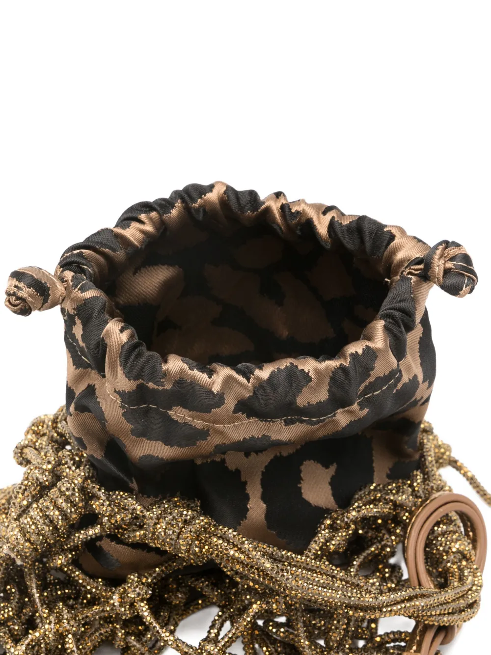 Kurt Geiger Mini Fringed Leopard Print Backpack In Brown