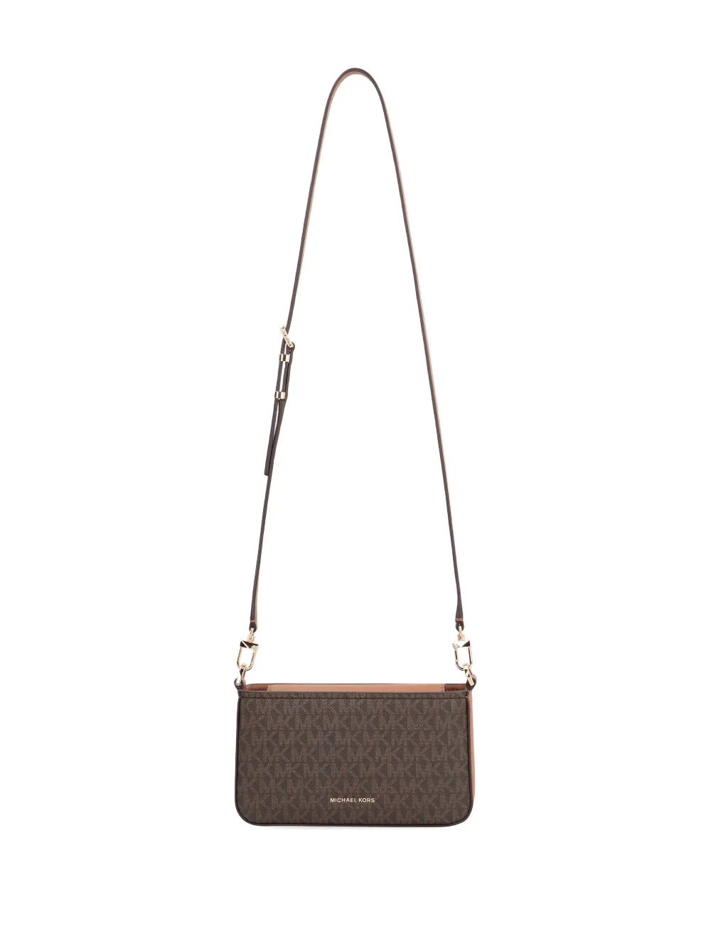 Michael Michael Kors Printed Canvas Shoulder Pouch With Chain Handle In Brown