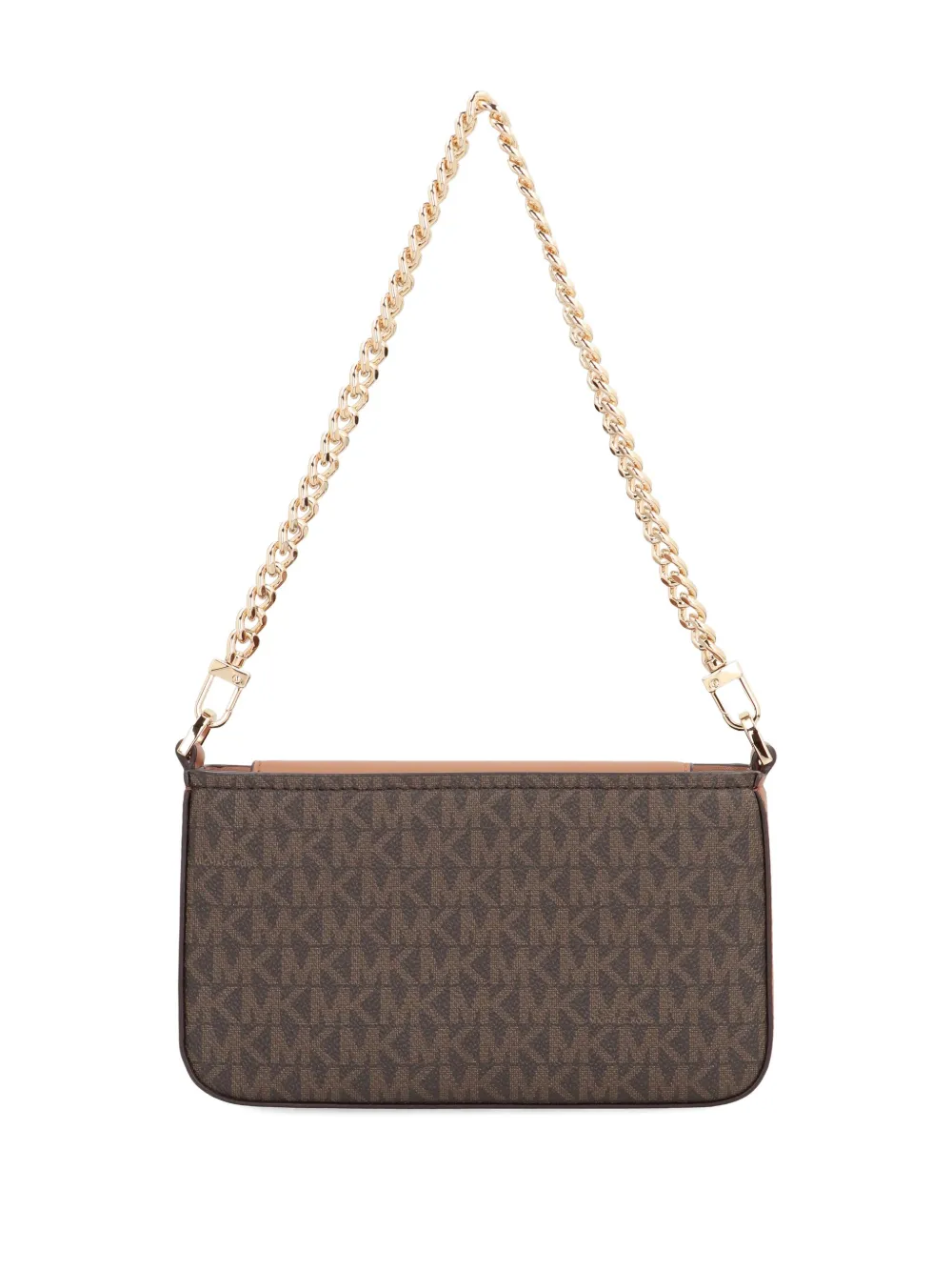 Michael Michael Kors Printed Canvas Shoulder Pouch With Chain Handle In Brown