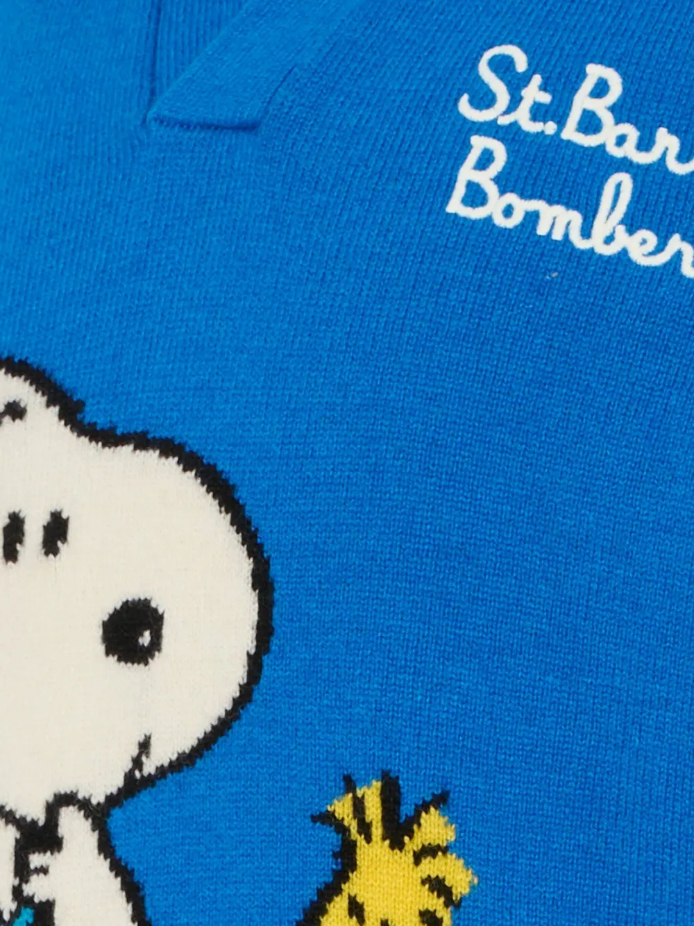 Mc2 Saint Barth Snoopy Polo-collar Sweater In Blue