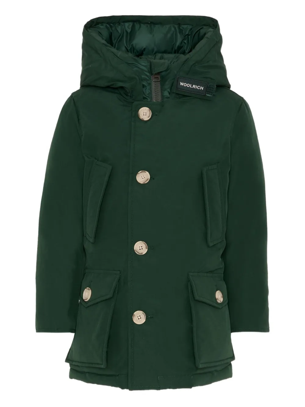 Woolrich Arctic Hooded Padded Coat In Green