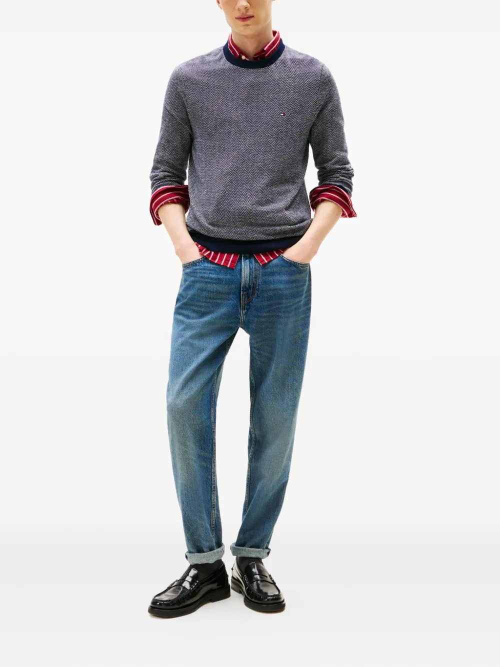 Tommy Hilfiger herringbone crew-neck sweater - Grijs