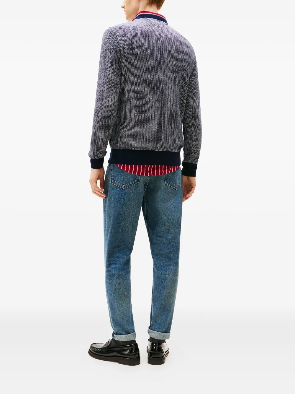 Tommy Hilfiger Trui met ronde hals en visgraatpatroon Grijs