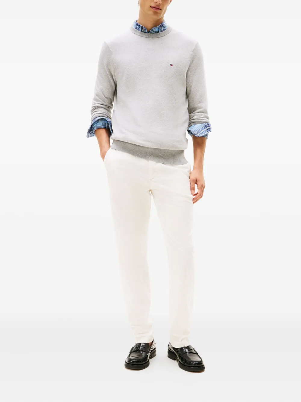 Tommy Hilfiger Herringbone crew-neck sweater - Grijs