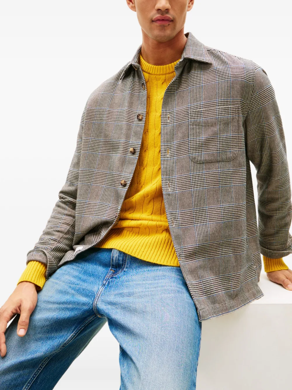 Tommy Hilfiger Plaid Pocket Shirt In Brown