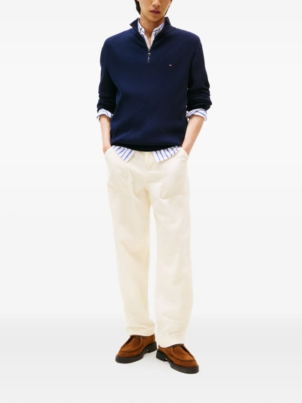 Tommy Hilfiger quarter-zip ribbed knitwear - Blauw