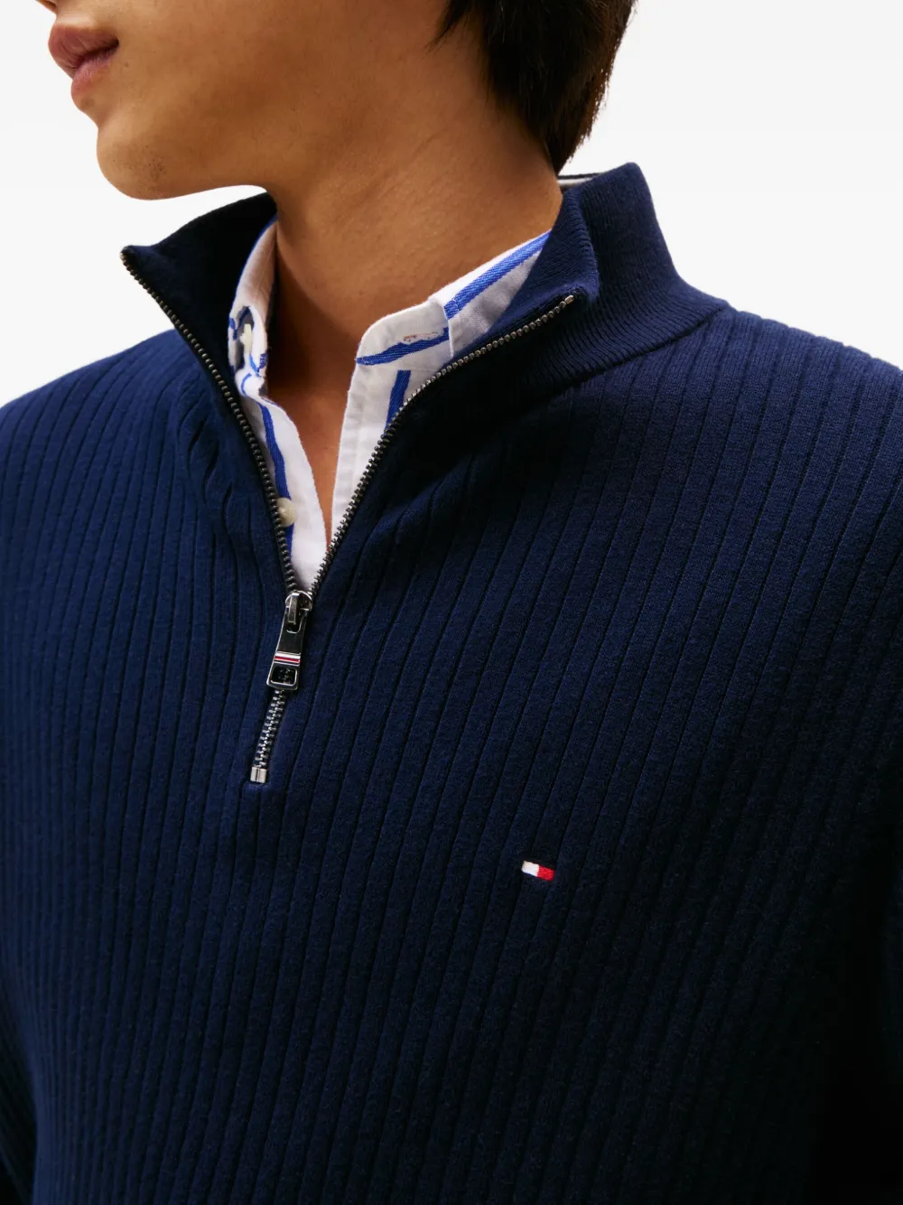 Tommy Hilfiger Quarter-zip Ribbed Knitwear In Blue