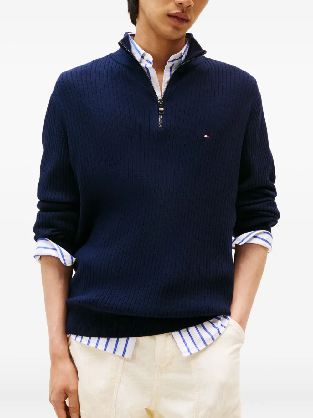 Tommy Hilfiger Quarter-zip Ribbed Knitwear In Blue