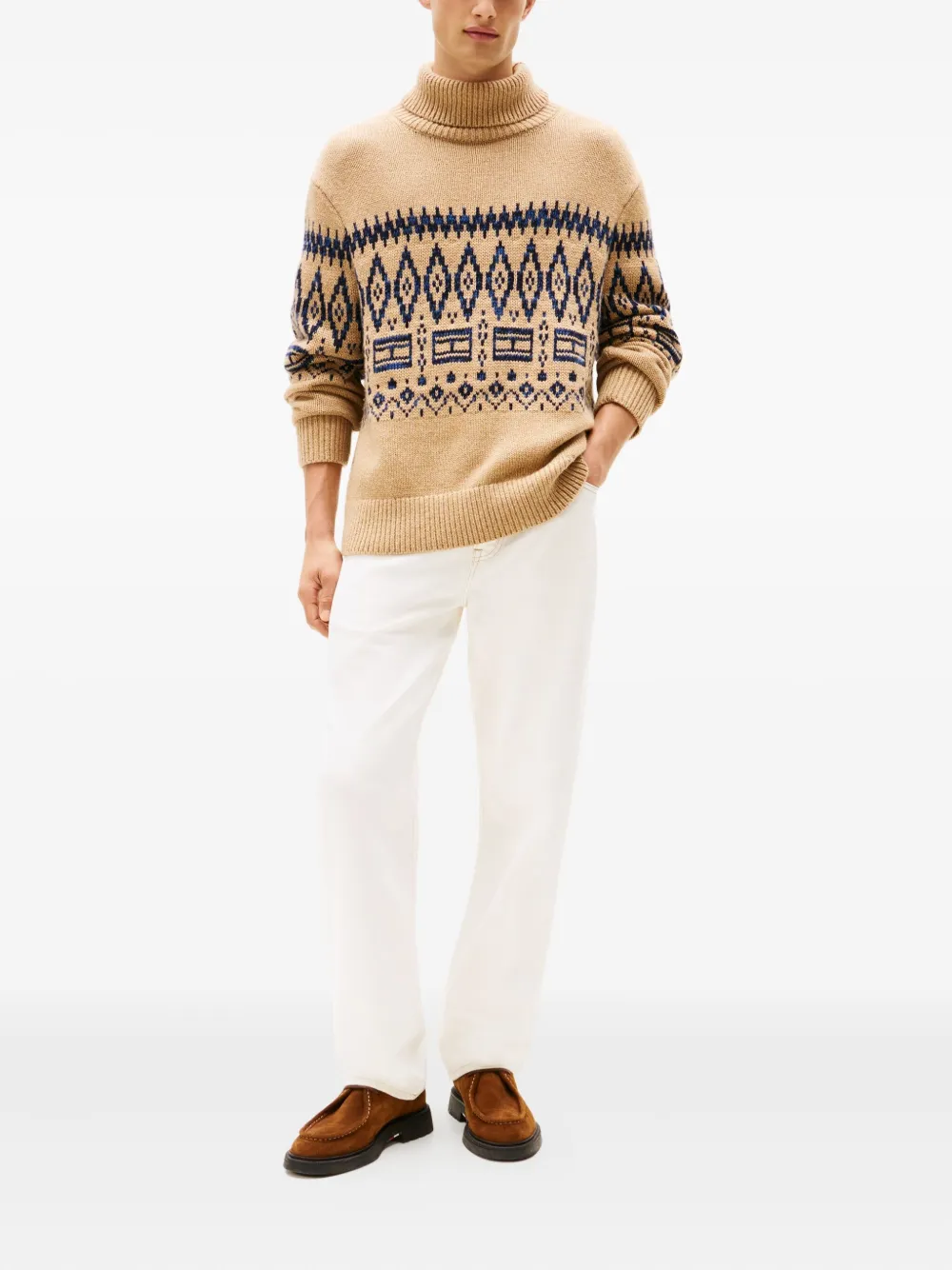 Tommy Hilfiger patterned roll-neck sweater - Beige