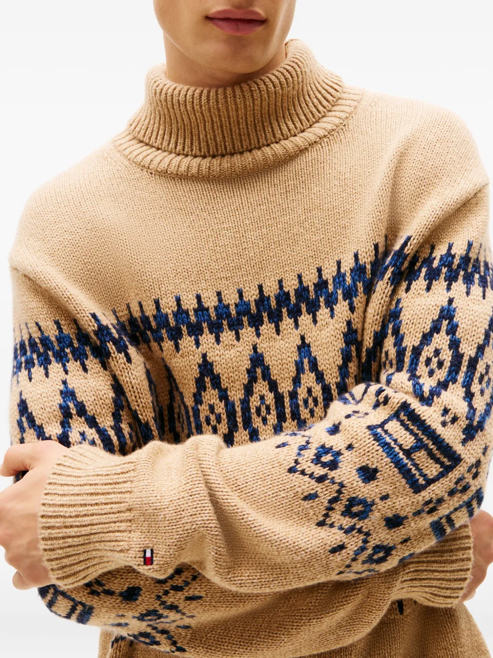 Tommy Hilfiger Patterned Roll-neck Sweater In Neutral