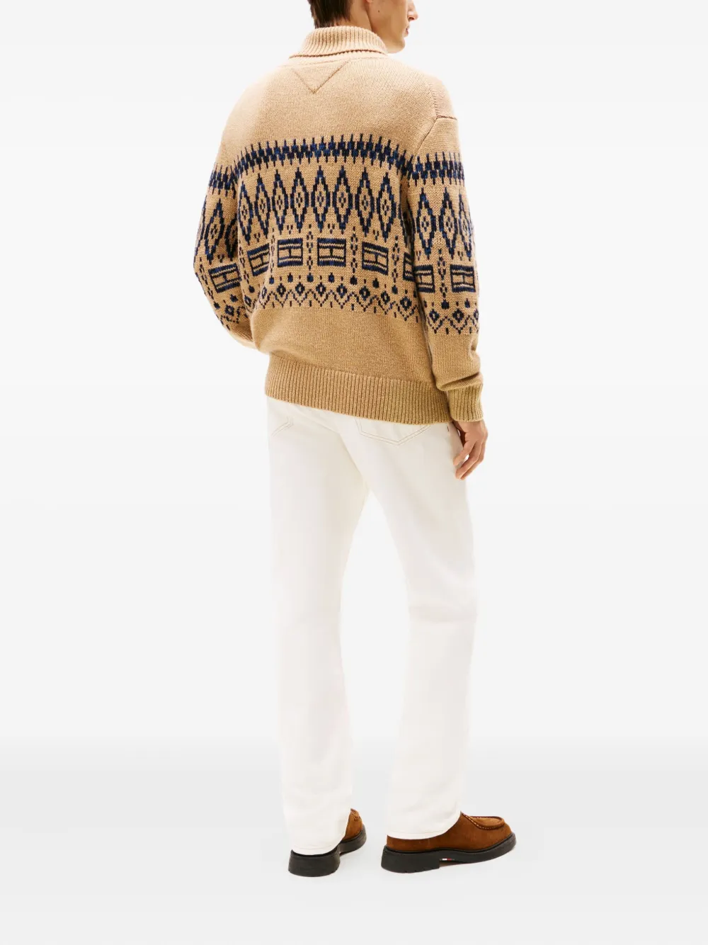 Tommy Hilfiger Patterned Roll-neck Sweater In Neutral