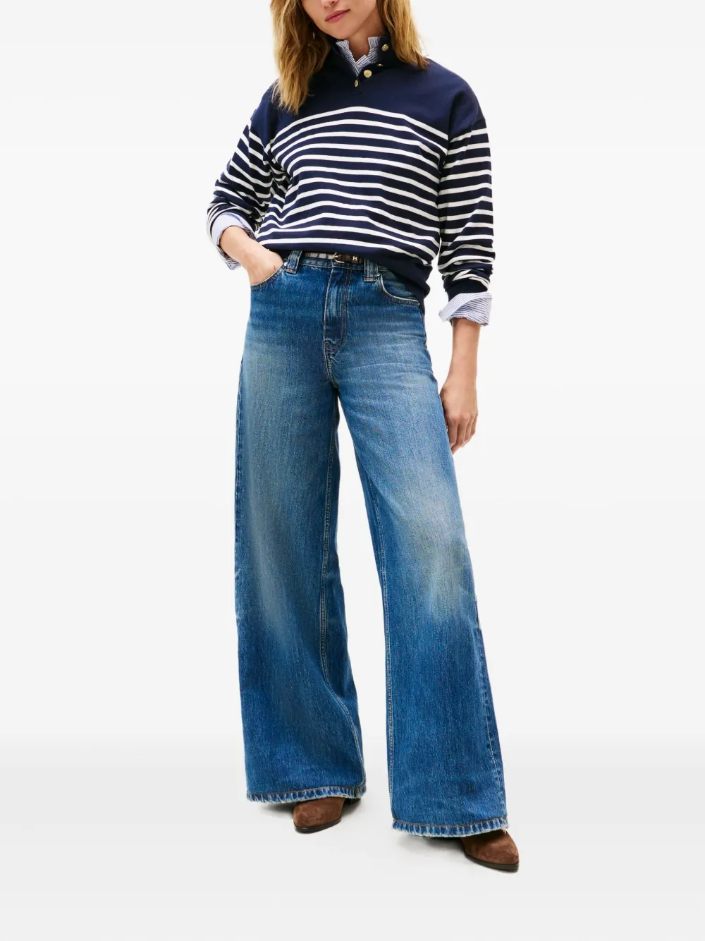 Tommy Hilfiger Striped-pattern Button Sweater In Multi