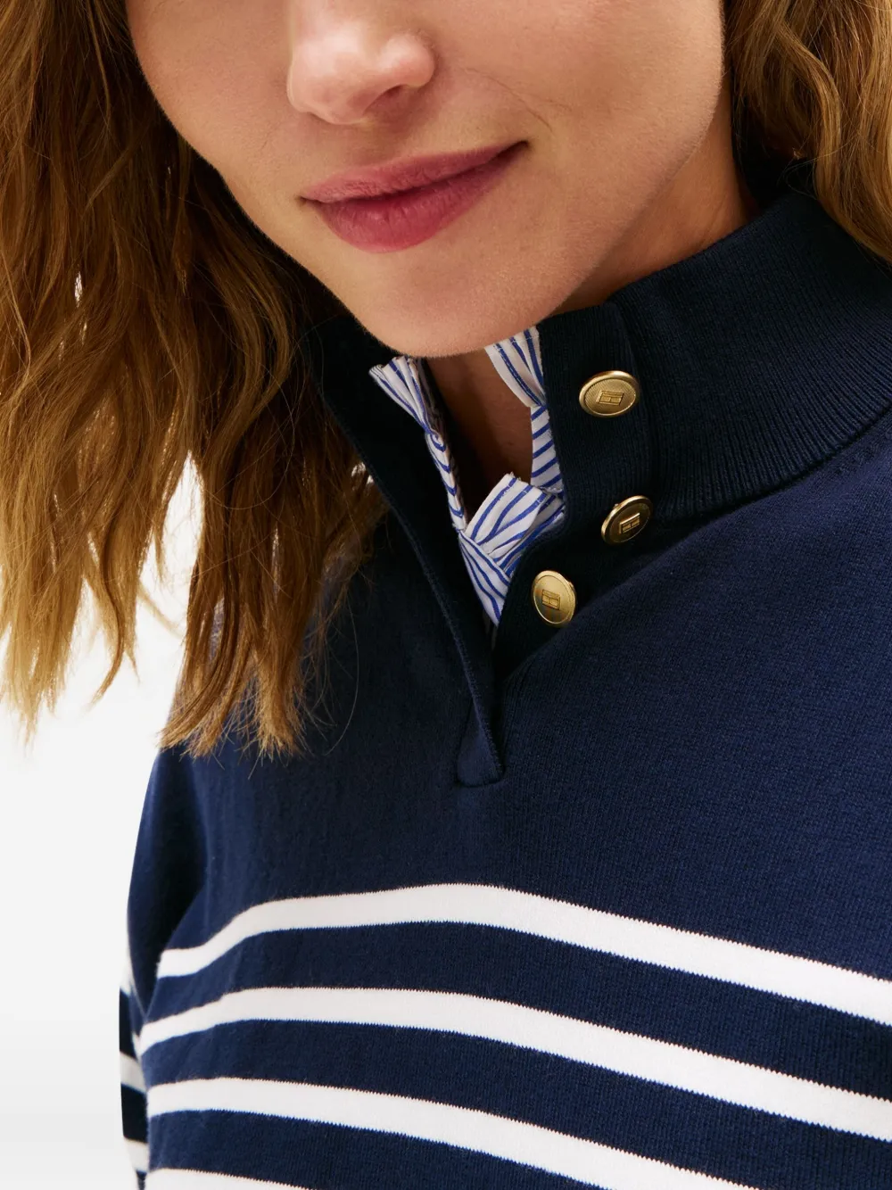 Tommy Hilfiger Striped-pattern Button Sweater In Multi