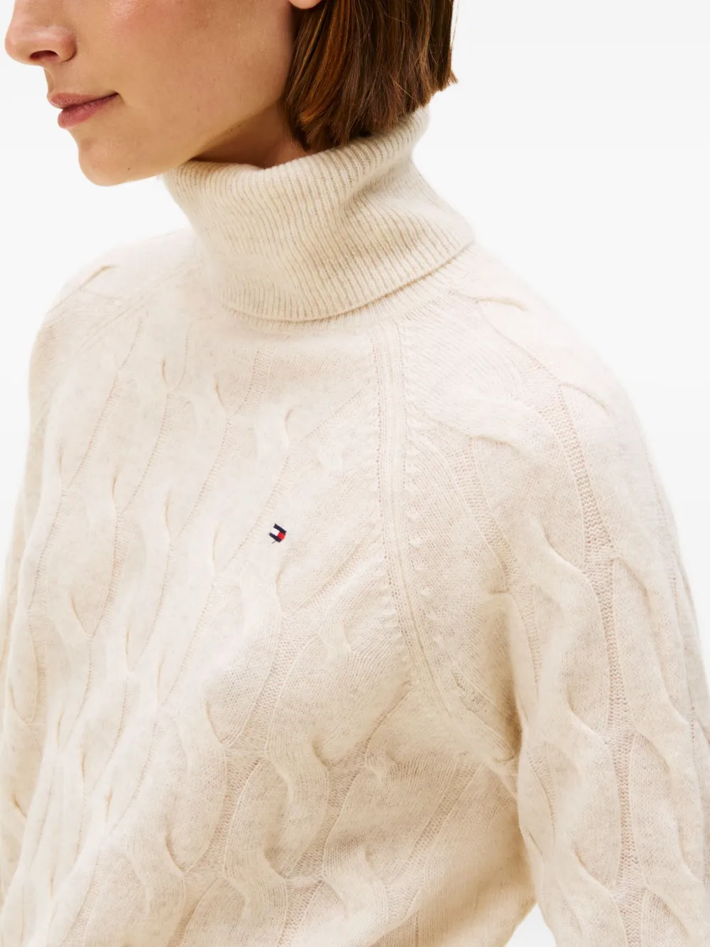 Tommy Hilfiger Kabelgebreide coltrui Beige