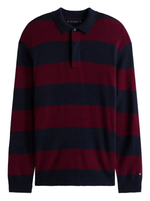 Tommy Hilfiger striped-collared polo-shirt