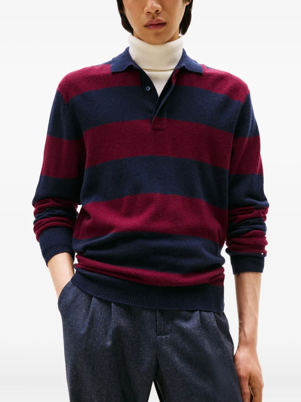Tommy Hilfiger Poloshirt met gestreepte kraag Blauw