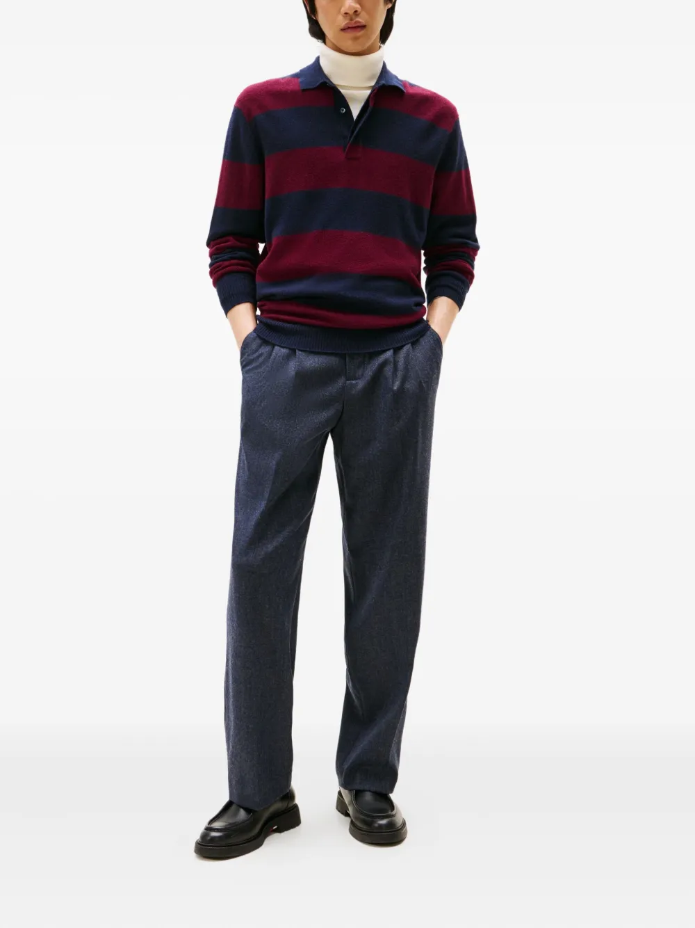 Tommy Hilfiger striped-collared polo-shirt - Blauw