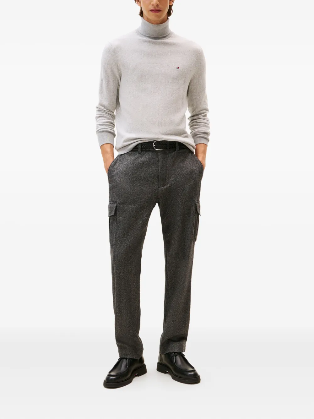 Tommy Hilfiger turtleneck logo sweater - Grijs