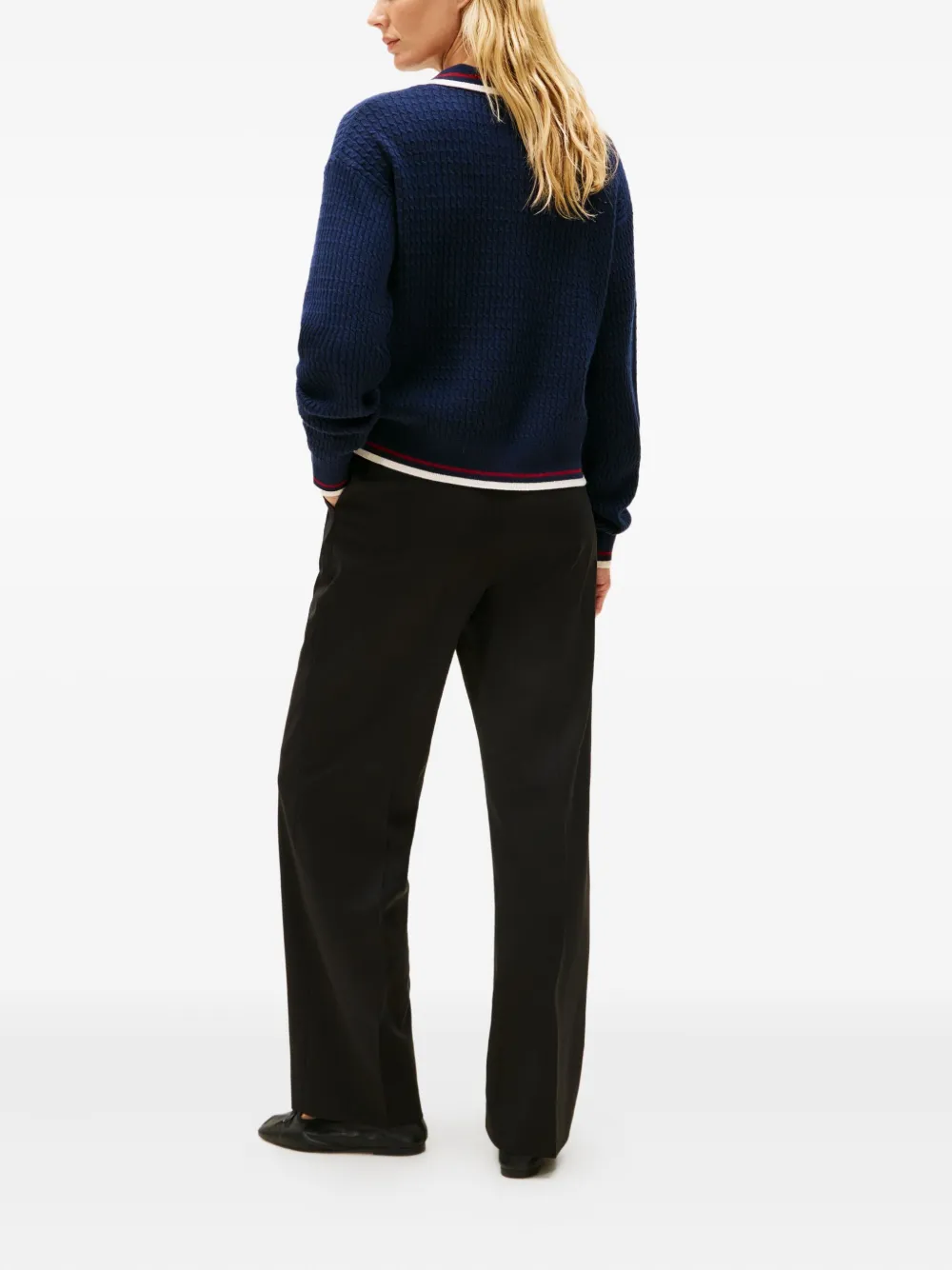 Tommy Hilfiger Cable-knit Polo Shirt In Blue