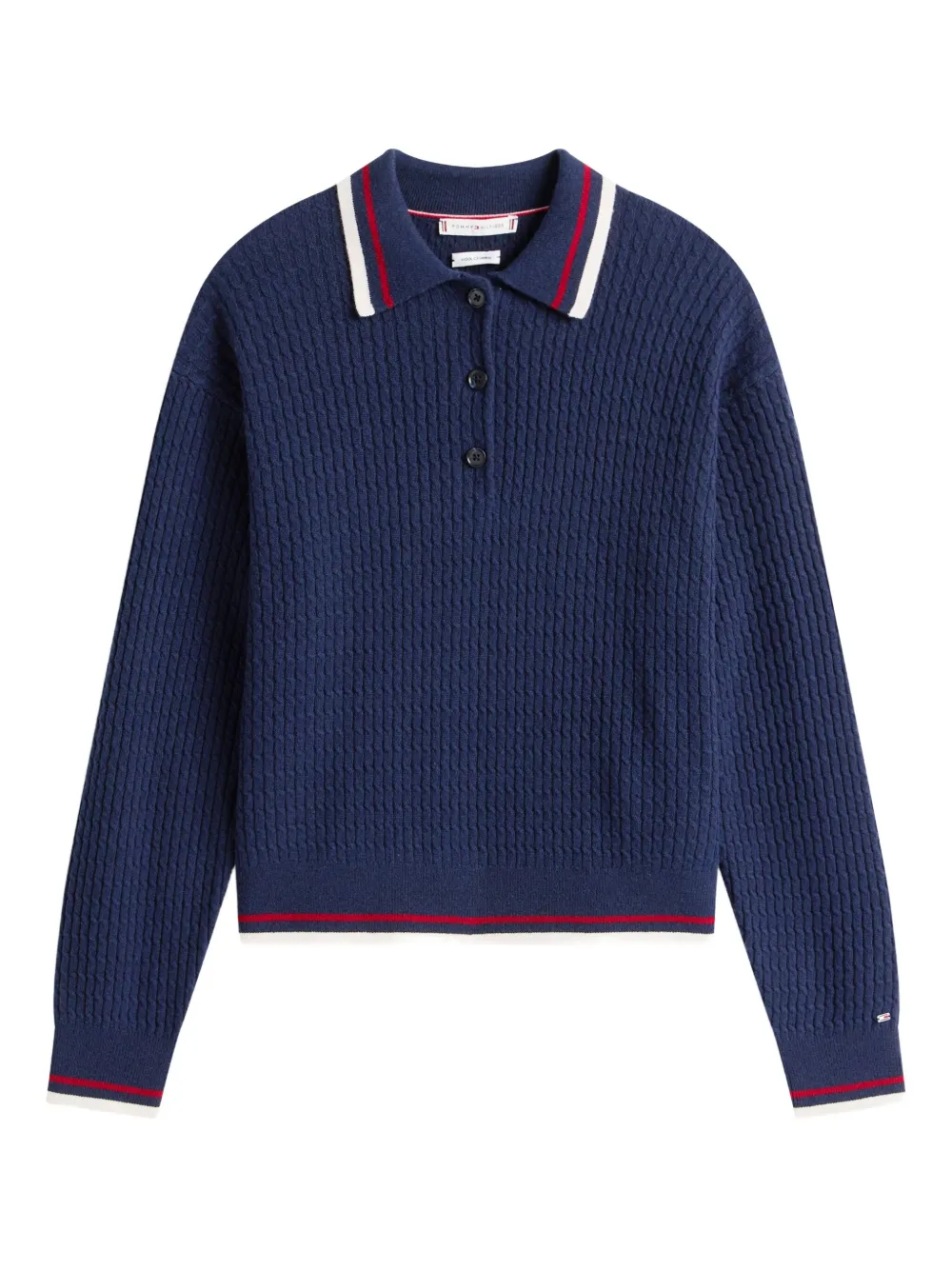 Tommy Hilfiger Cable-knit Polo Shirt In Blue