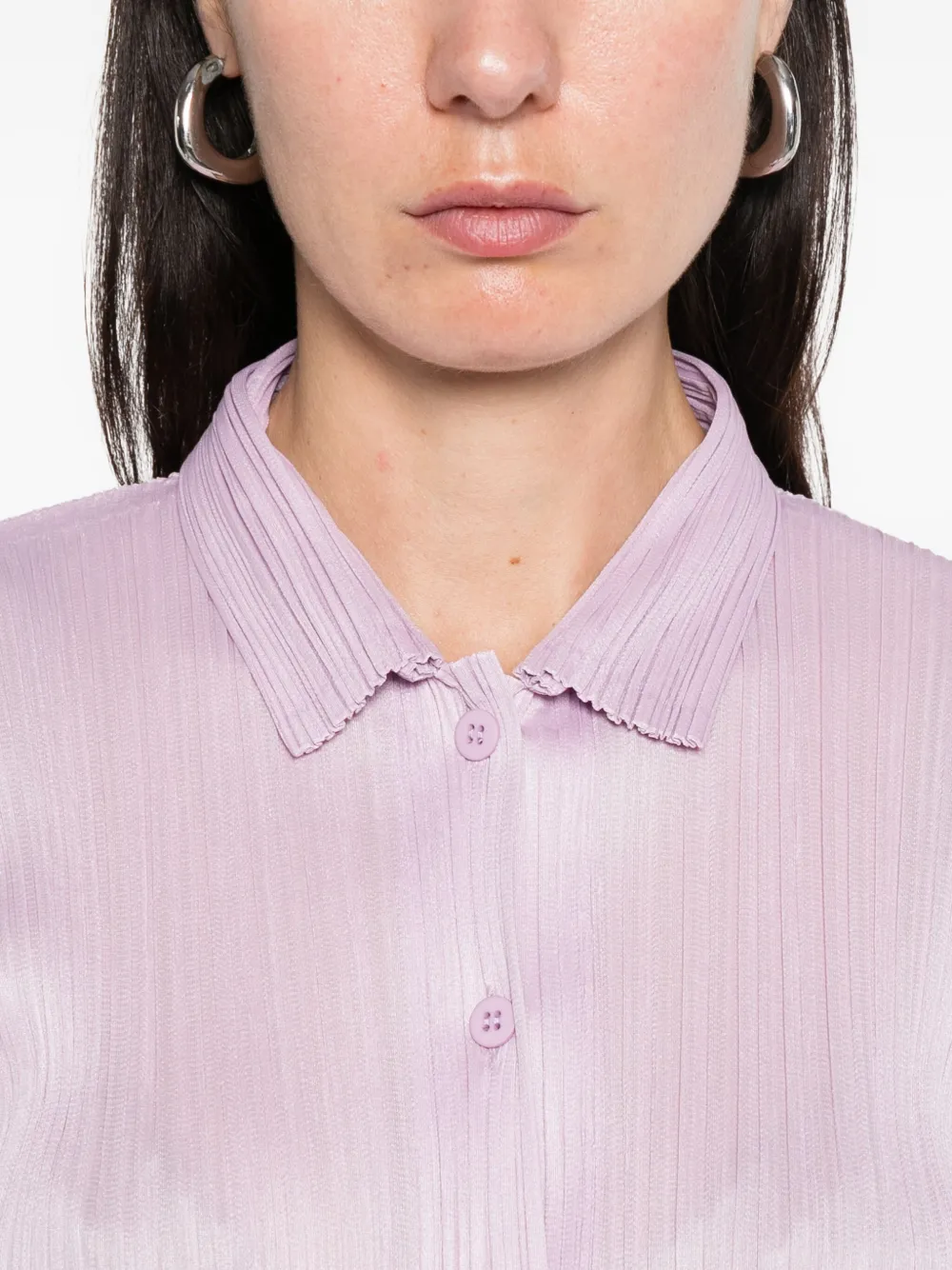 Issey Miyake Pleats Buttoned Shirt In Pink