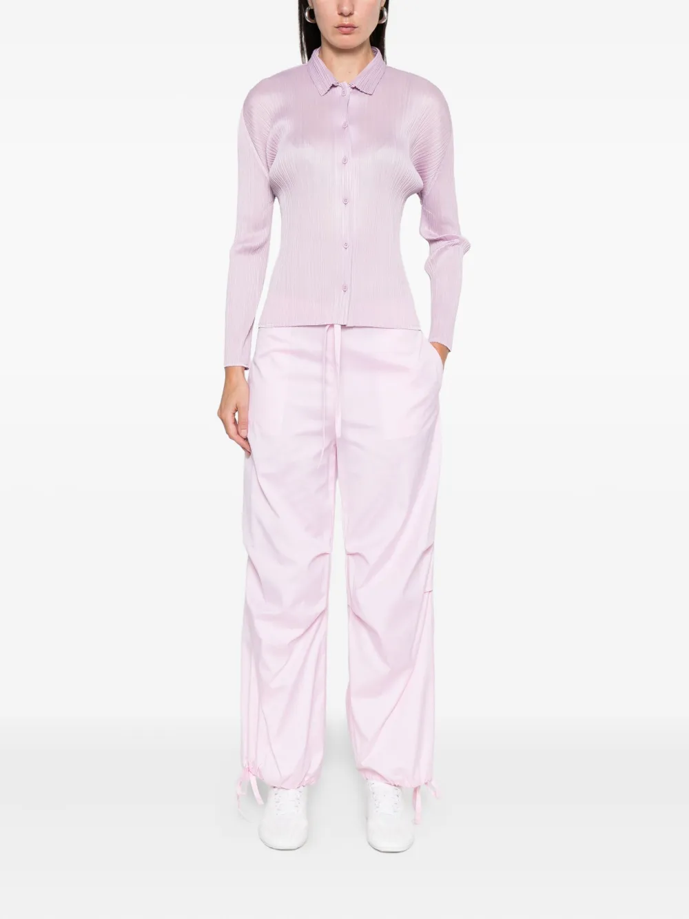 Issey Miyake Blouse met knopen en plooien - Paars