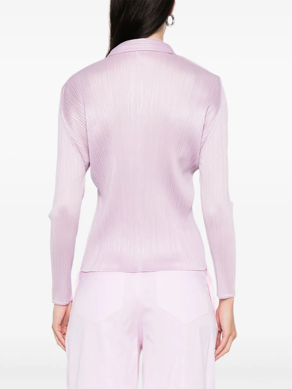 Issey Miyake Pleats Buttoned Shirt In Pink