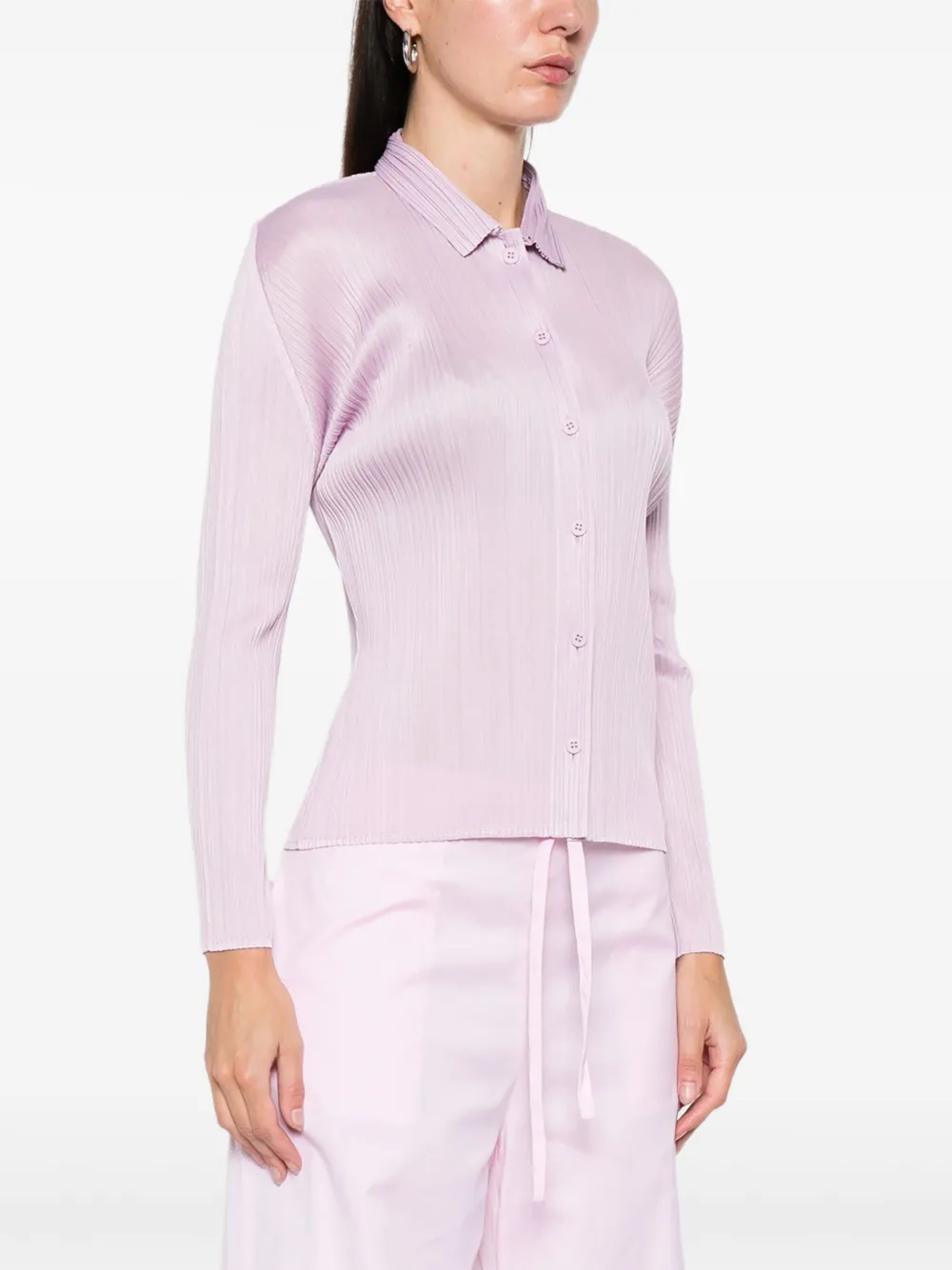 Issey Miyake Pleats Buttoned Shirt In Pink
