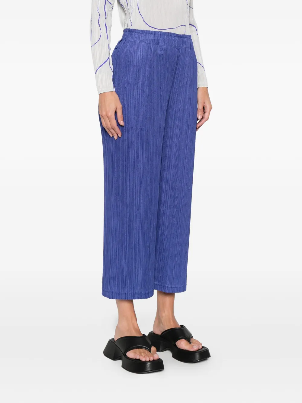 Issey Miyake Belt-loops Trousers In Blue