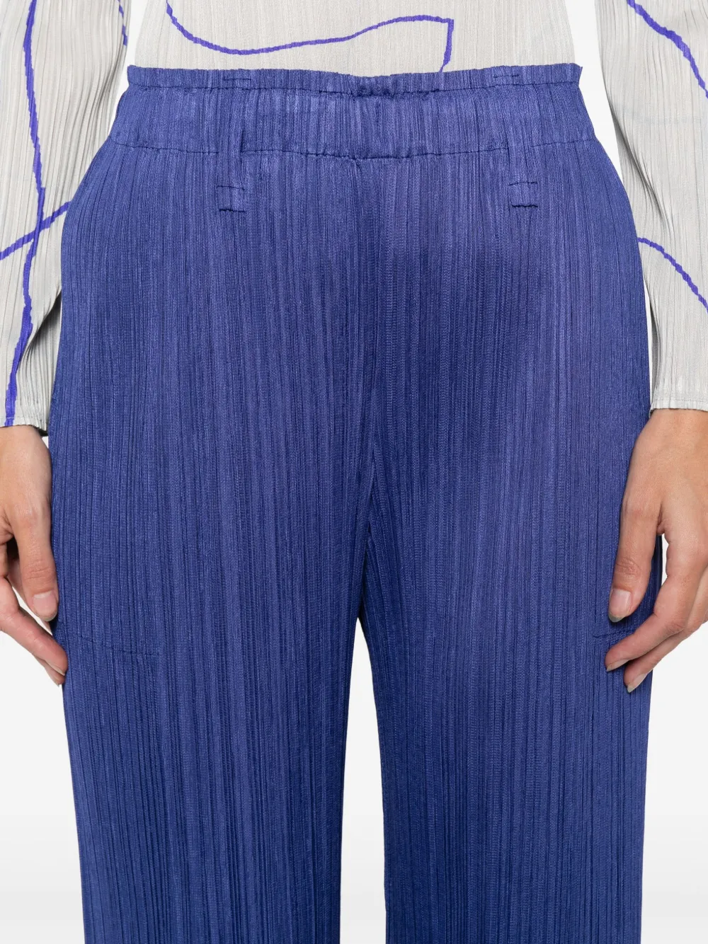 Issey Miyake Belt-loops Trousers In Blue