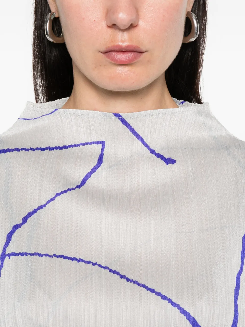 Issey Miyake Pause Graphic Blouse In White